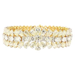 33.36 Carat Pear Shape Diamond Gold Bracelet