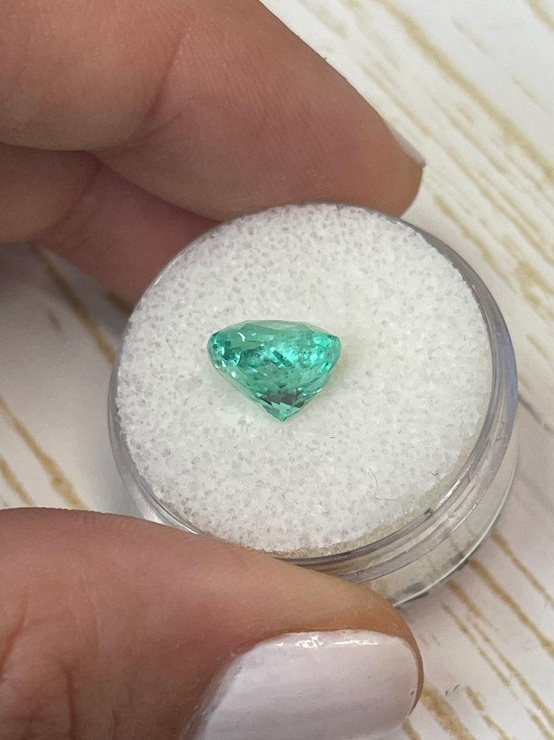 3.34 Carat 9.5x9 Bluish Green Natural Colombian Emerald - Cushion Cut Chivor May For Sale 1