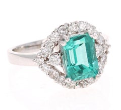 3.34 Carat Apatite Diamond 14 Karat White Gold Cocktail Ring