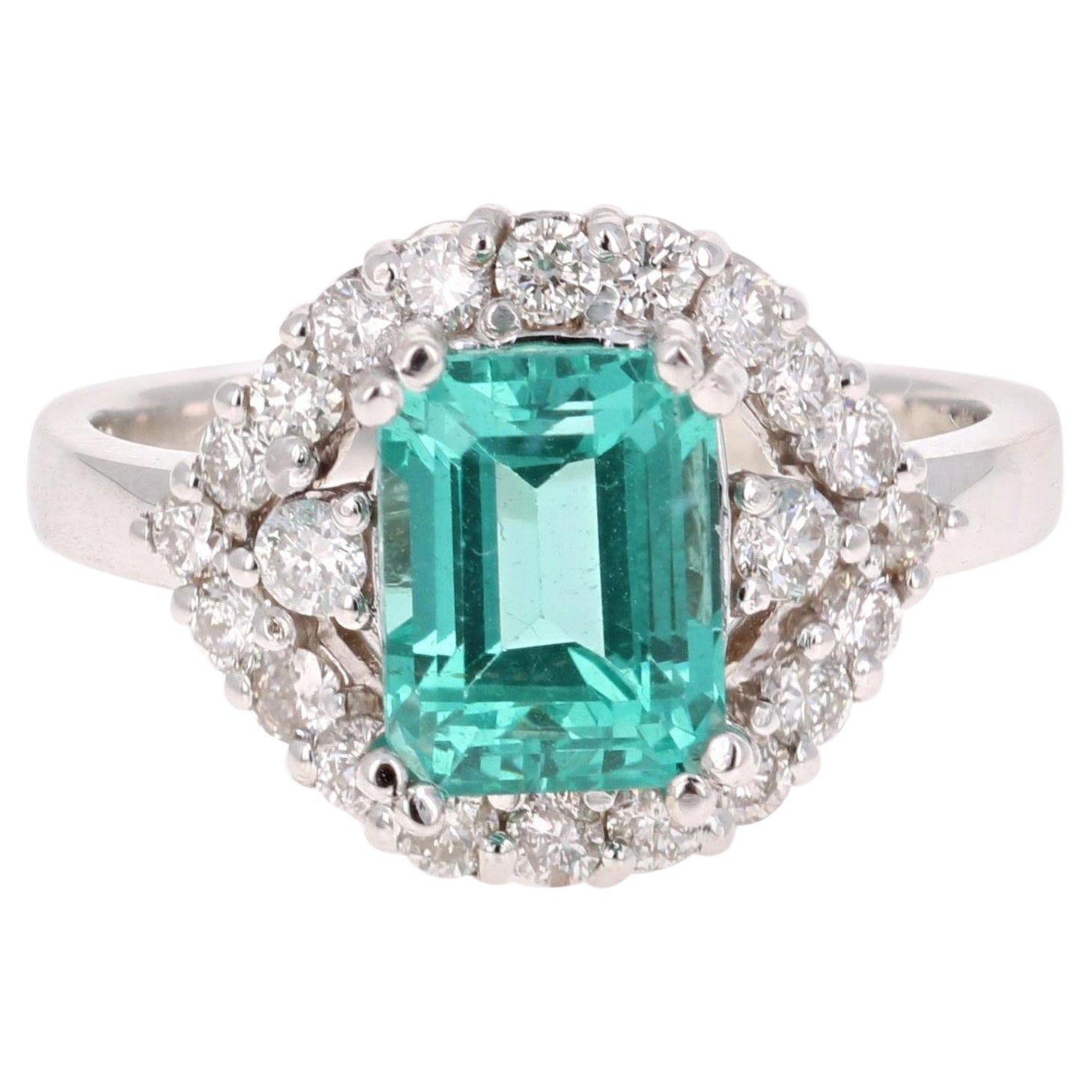 Anello da cocktail in oro bianco 14 carati con diamante apatite da 3,34 carati