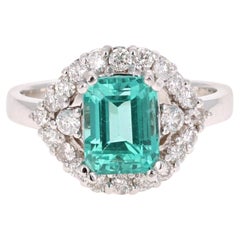 3.34 Carat Apatite Diamond 14 Karat White Gold Cocktail Ring