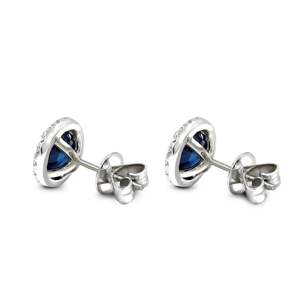 Round Cut 3.34 Carat Blue Sapphire .47 Carat Diamond Jacket Stud Earrings