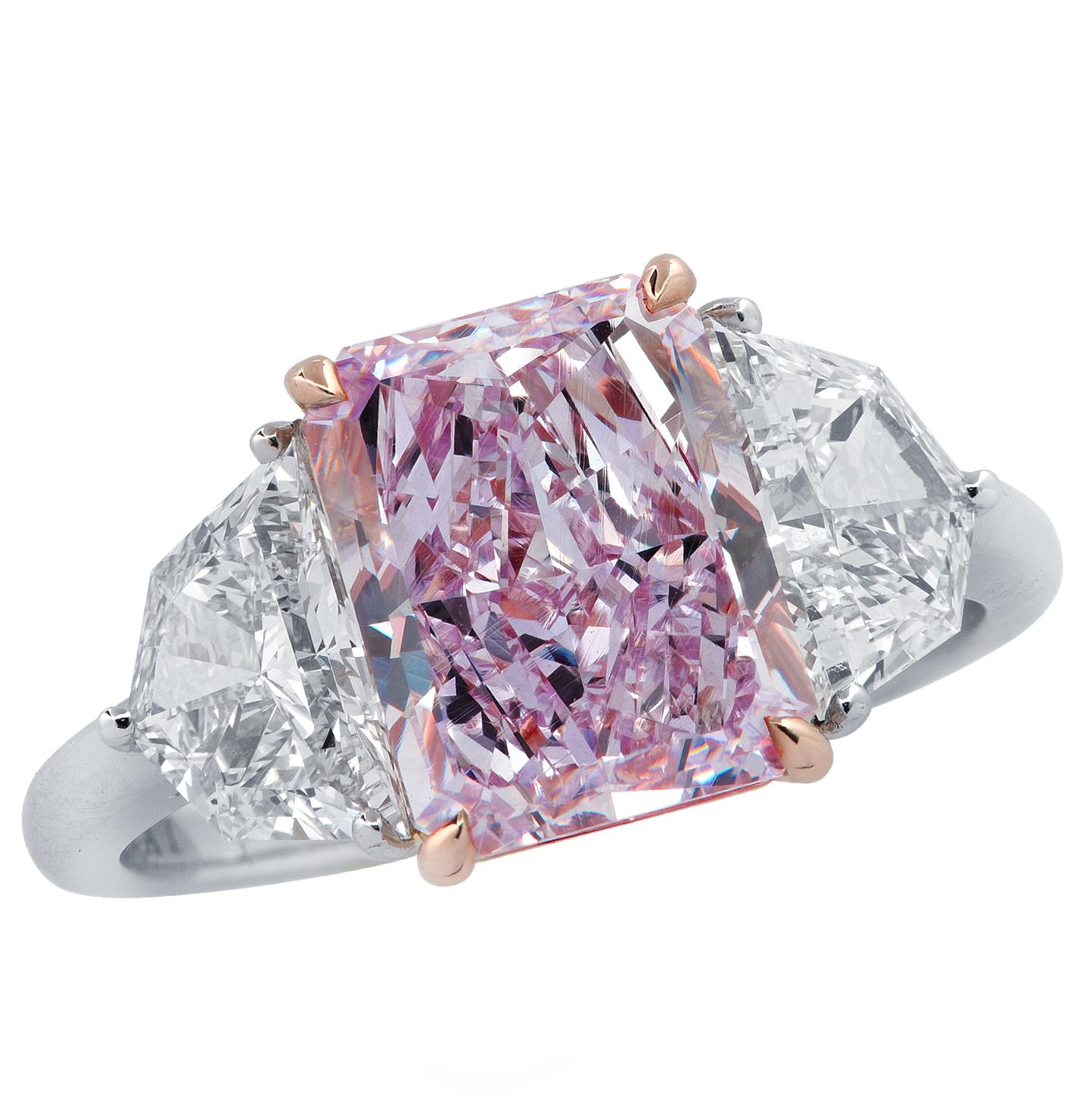 Vivid Diamonds 3.34 Carat Fancy Pinkish Purple Diamond Ring