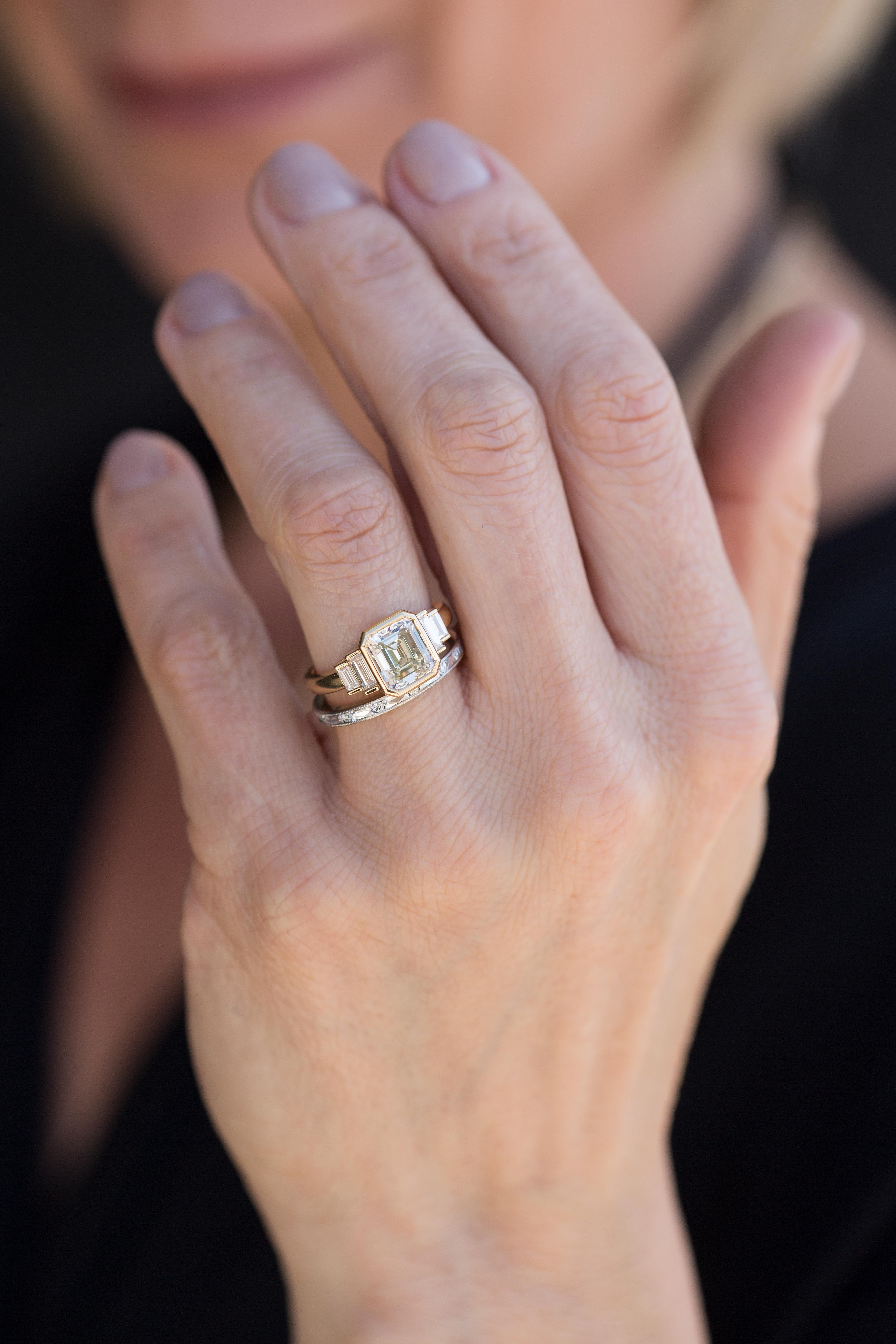 Women's or Men's 3.34 Carat Emerald Cut Diamond Set in an 18 Karat Yellow Gold Ring