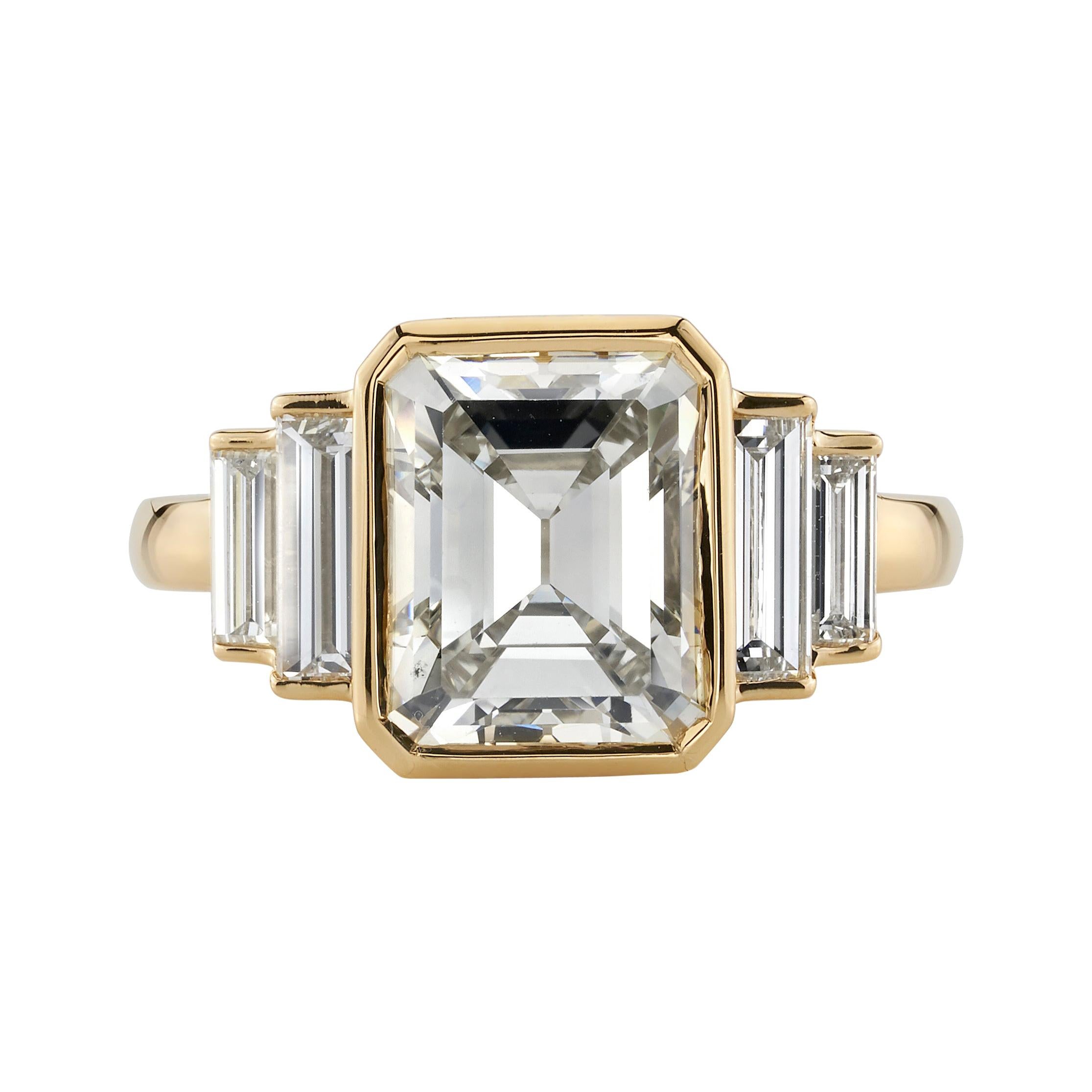 3.34 Carat Emerald Cut Diamond Set in an 18 Karat Yellow Gold Ring