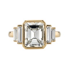 3.34 Carat Emerald Cut Diamond Set in an 18 Karat Yellow Gold Ring