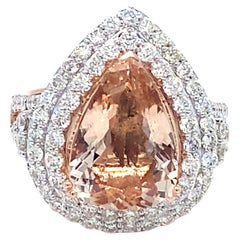 3.34 Carat Morganite Diamond Rose Gold Cocktail Ring