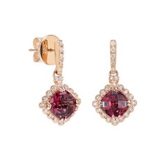 Sunita Nahata Rhodolite 3.34ct. Drop Earring in 18KRG with Diamond