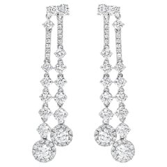 Roman Malakov 3.34 Carats Total Round Brilliant Cut Diamond Drop Earrings