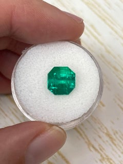 3.34ct AAA+ Vivid Bluish Colombian Emerald 9x9mm Asscher Cut Genuine May
