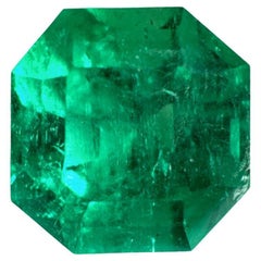3.34ct AAA+ Vivid Bluish Colombian Emerald 9x9mm Asscher Cut Genuine May
