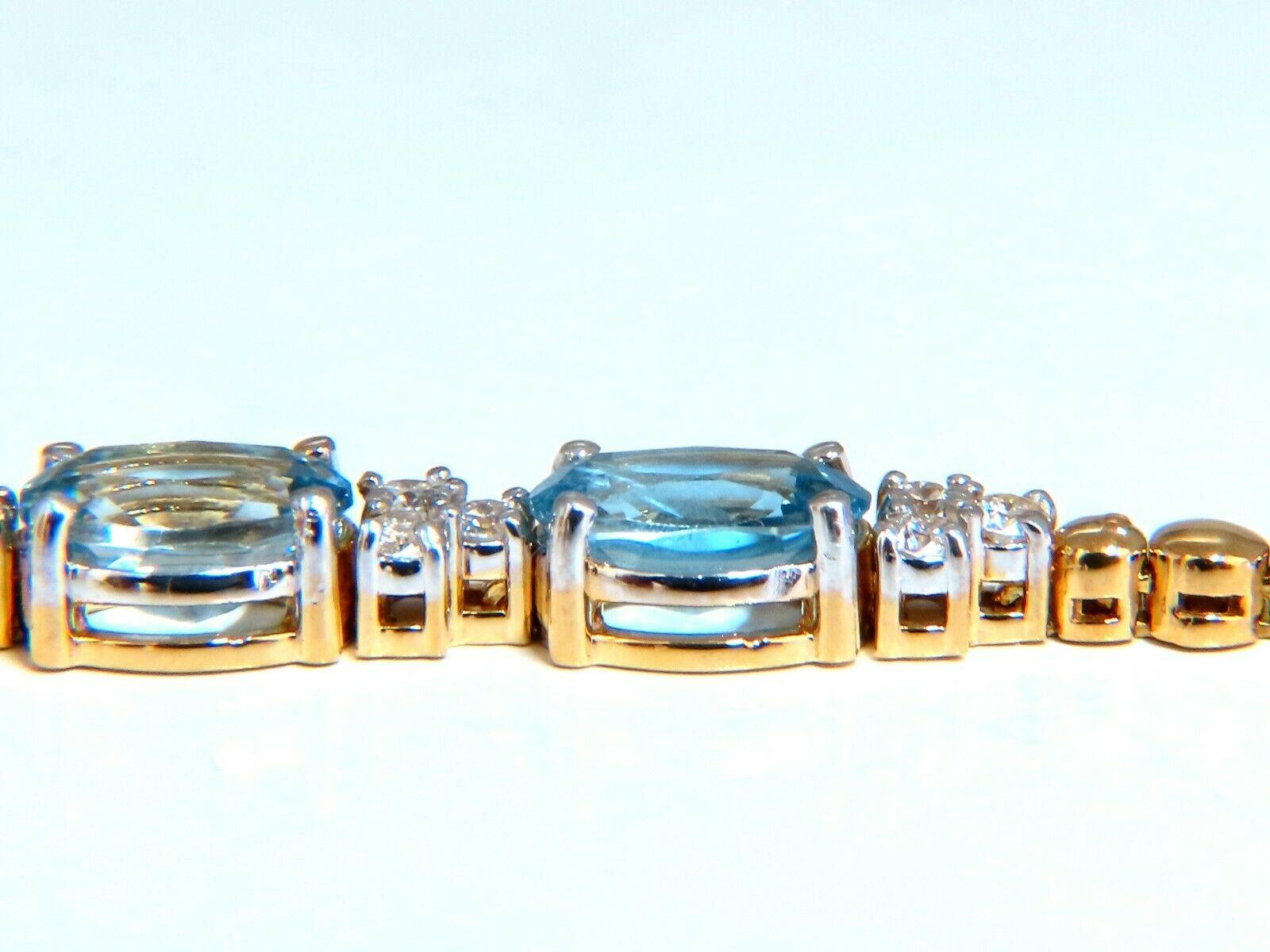 3.34ct Natural Aquamarine Diamonds Tennis Bracelet 14kt Vivid Prime Aqua Blue For Sale 4
