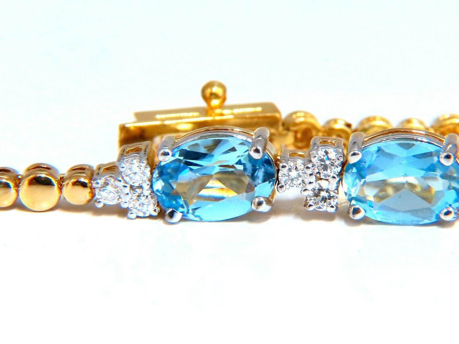 3.34ct Natural Aquamarine Diamonds Tennis Bracelet 14kt Vivid Prime Aqua Blue For Sale 5