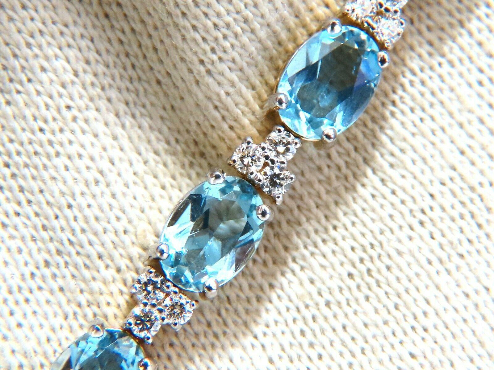 3.34ct Natural Aquamarine Diamonds Tennis Bracelet 14kt Vivid Prime Aqua Blue In New Condition For Sale In New York, NY