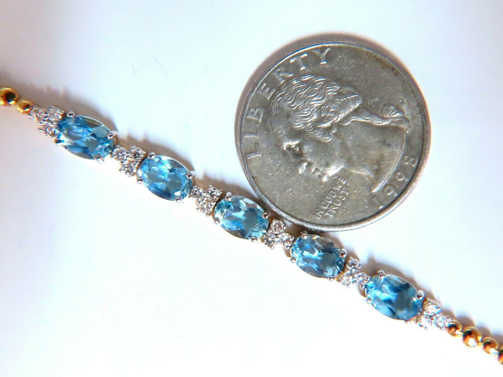 Women's or Men's 3.34ct Natural Aquamarine Diamonds Tennis Bracelet 14kt Vivid Prime Aqua Blue For Sale