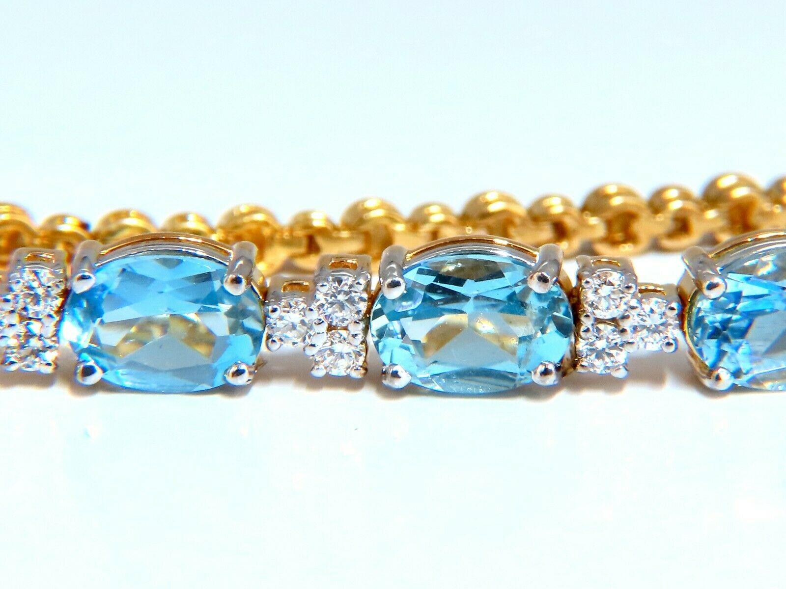 3.34ct Natural Aquamarine Diamonds Tennis Bracelet 14kt Vivid Prime Aqua Blue For Sale 2