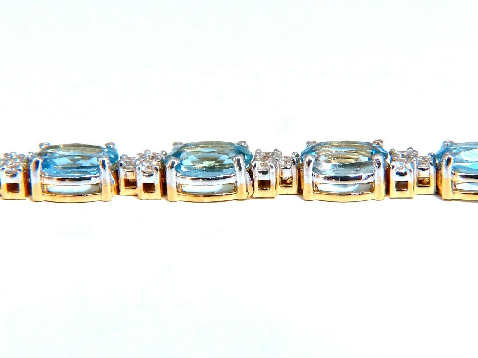3.34ct Natural Aquamarine Diamonds Tennis Bracelet 14kt Vivid Prime Aqua Blue For Sale 3