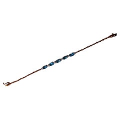 3.34ct Natural Aquamarine Diamonds Tennis Bracelet 14kt Vivid Prime Aqua Blue*