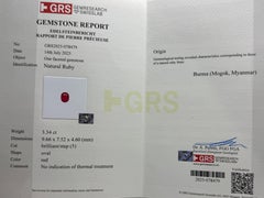3.34ct Ruby Red Ruby Ring — GRS & C. Dunaigre Certified