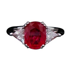 3.34ct Ruby Red Ruby Ring — GRS & C. Dunaigre Certified