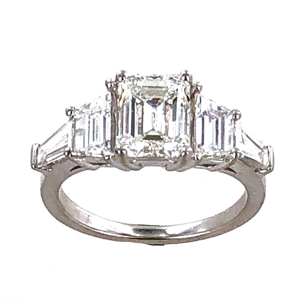 Women's 3.35 Carat Emerald Cut Diamond Engagement Ring GIA Certified