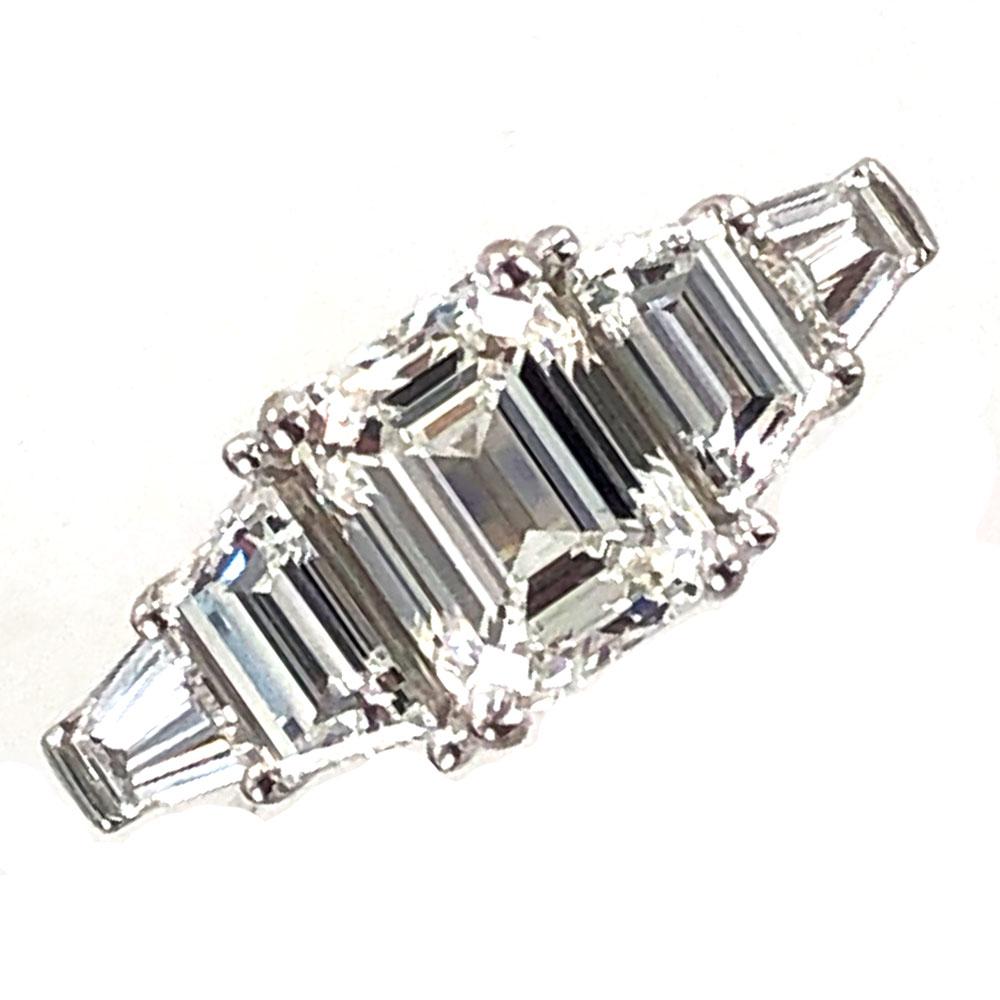 3.35 Carat Emerald Cut Diamond Engagement Ring GIA Certified 1