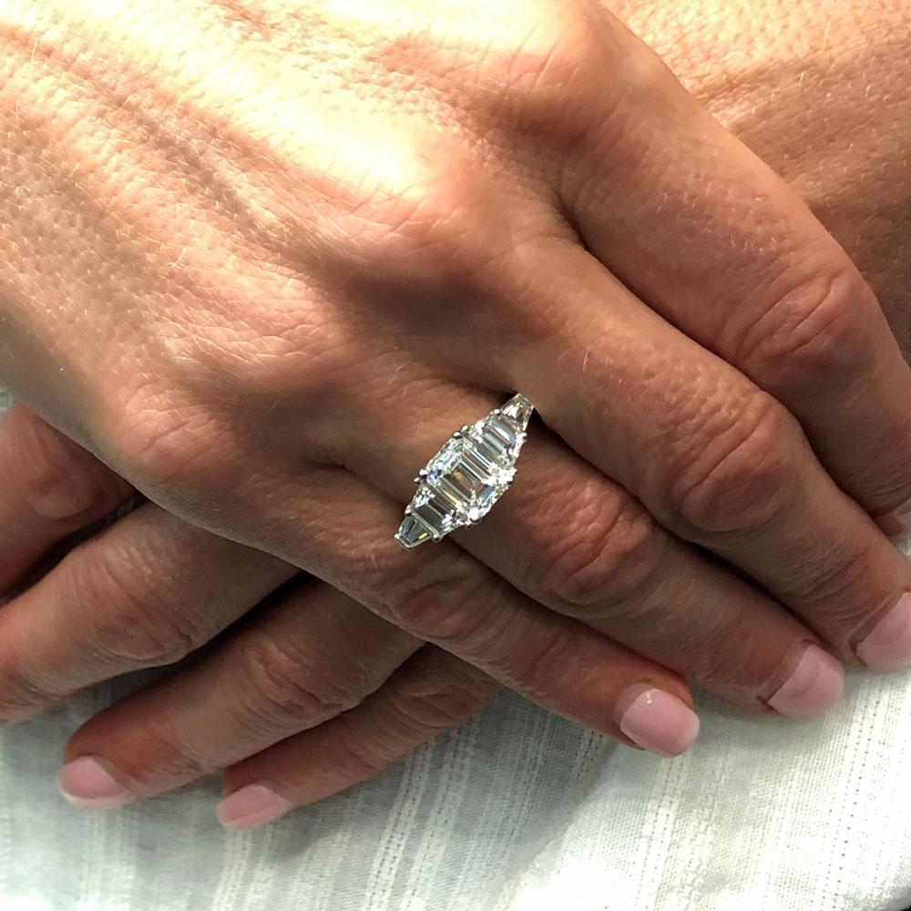 3.35 Carat Emerald Cut Diamond Engagement Ring GIA Certified 3