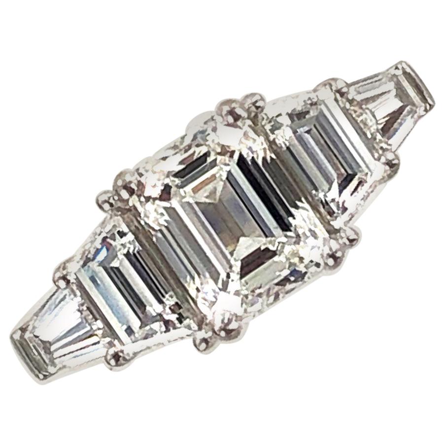 3.35 Carat Emerald Cut Diamond Engagement Ring GIA Certified