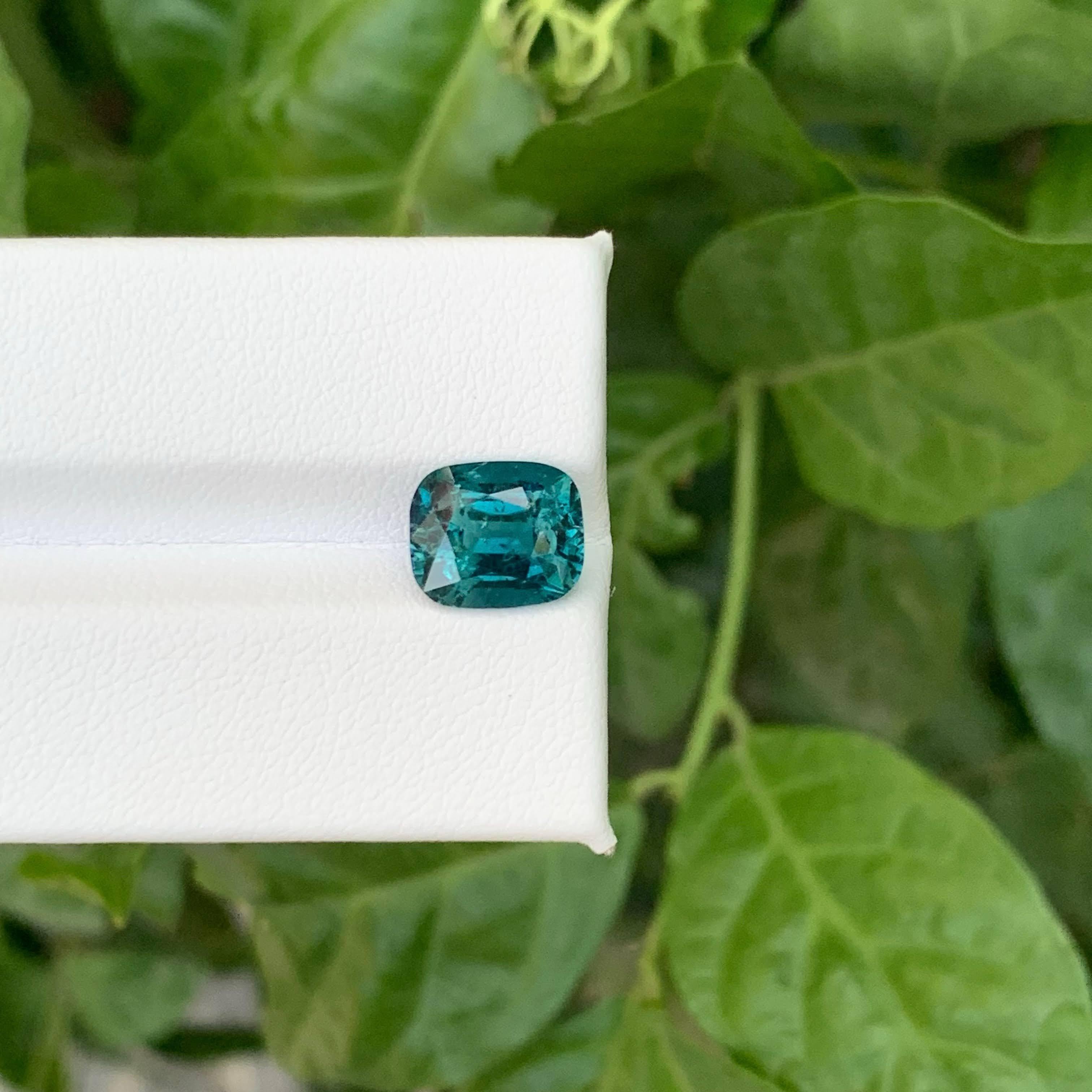 3.35 Carat Loose Lagoon Blue Color Tourmaline Stone Cushion Cut Afghan Gemstone en vente 3