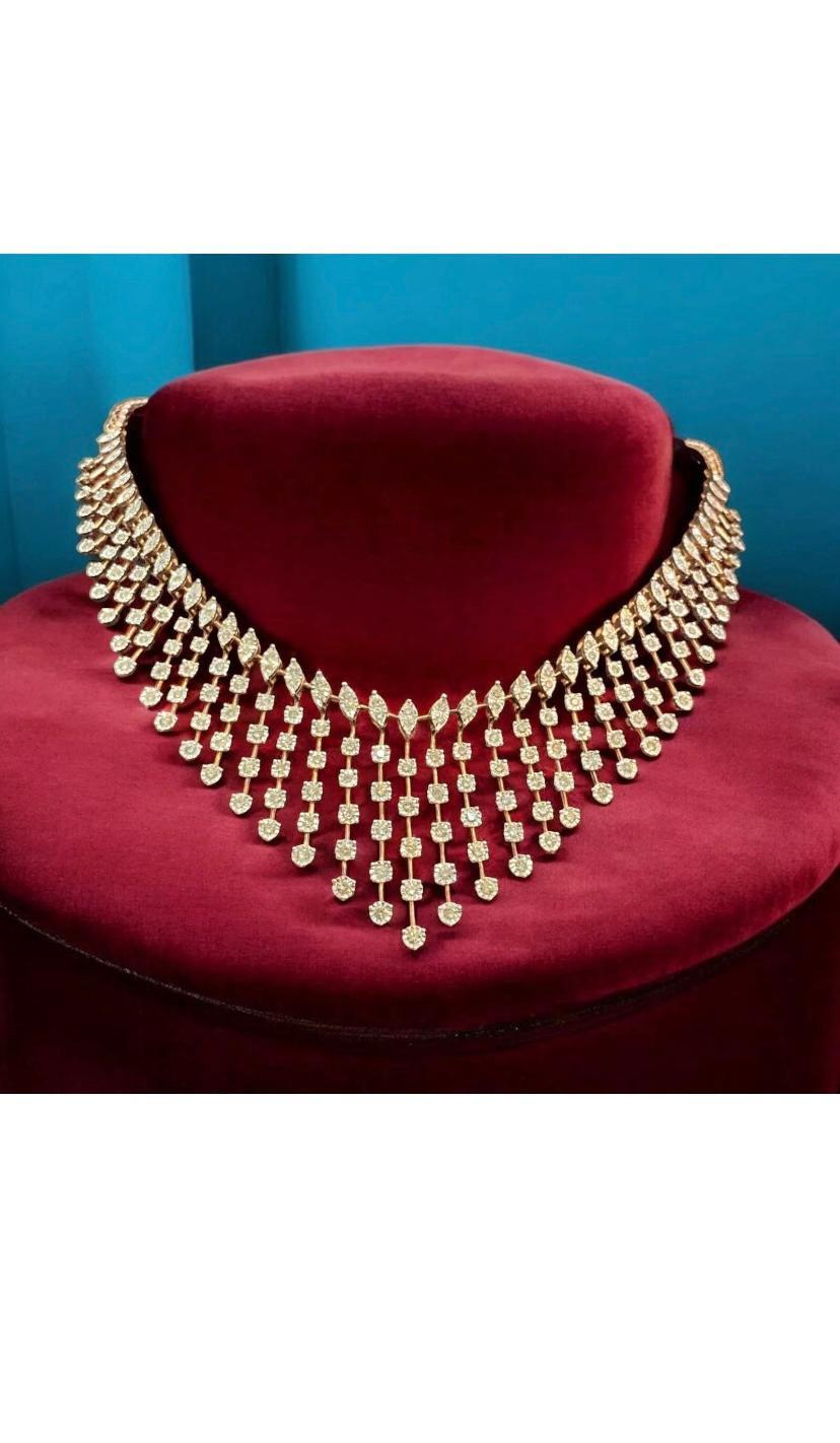 3.35 Carat Natural Diamonds Rosè Gold Necklace In New Condition For Sale In Massafra, IT
