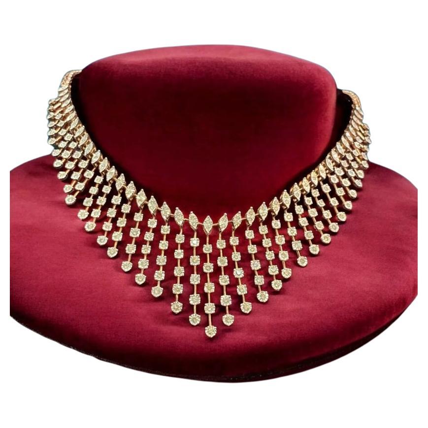 Collar de oro rosado con diamantes naturales de 3,35 quilates