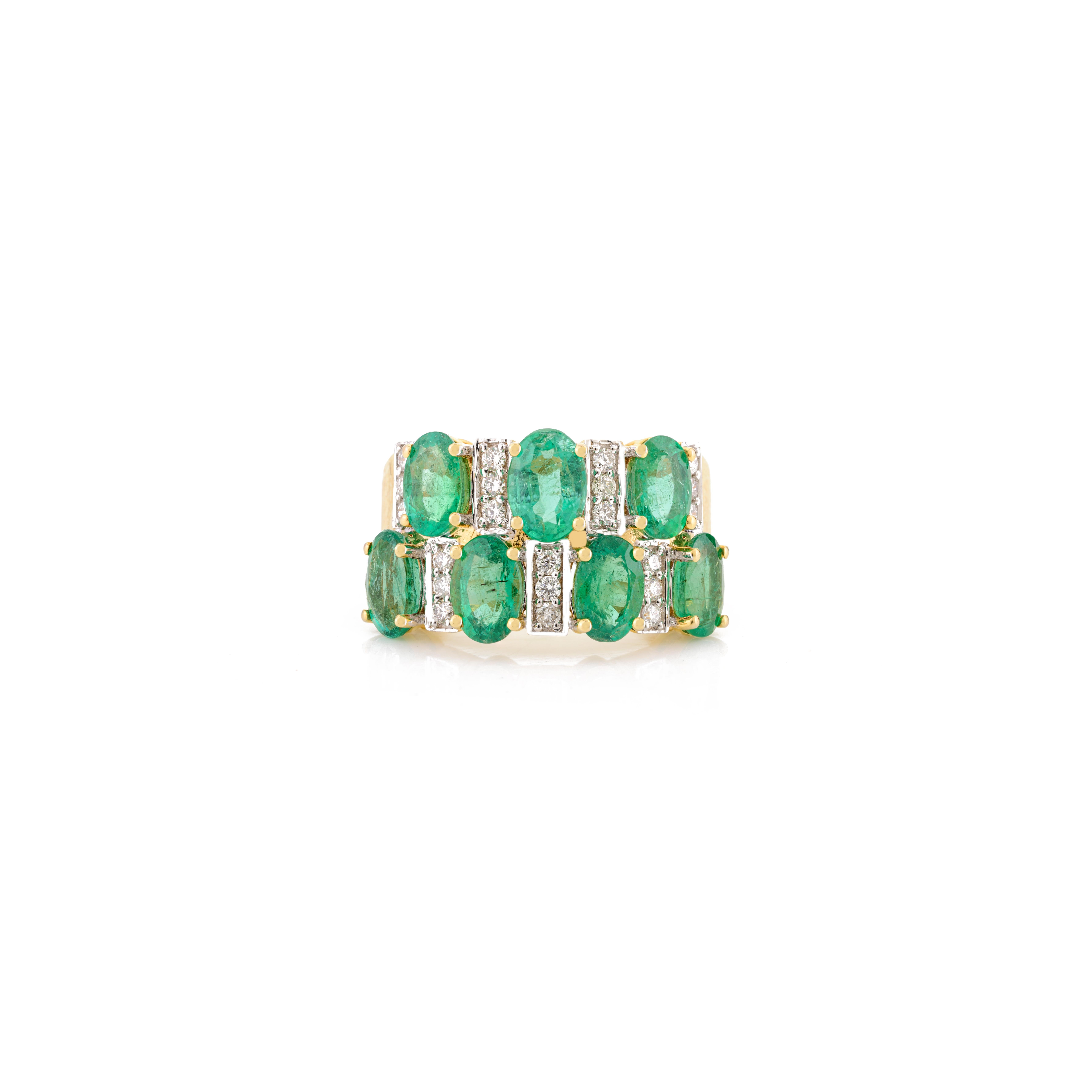 For Sale:  3.35 Carat Natural Emerald Diamond Engagement Ring in 14k Solid Yellow Gold 2