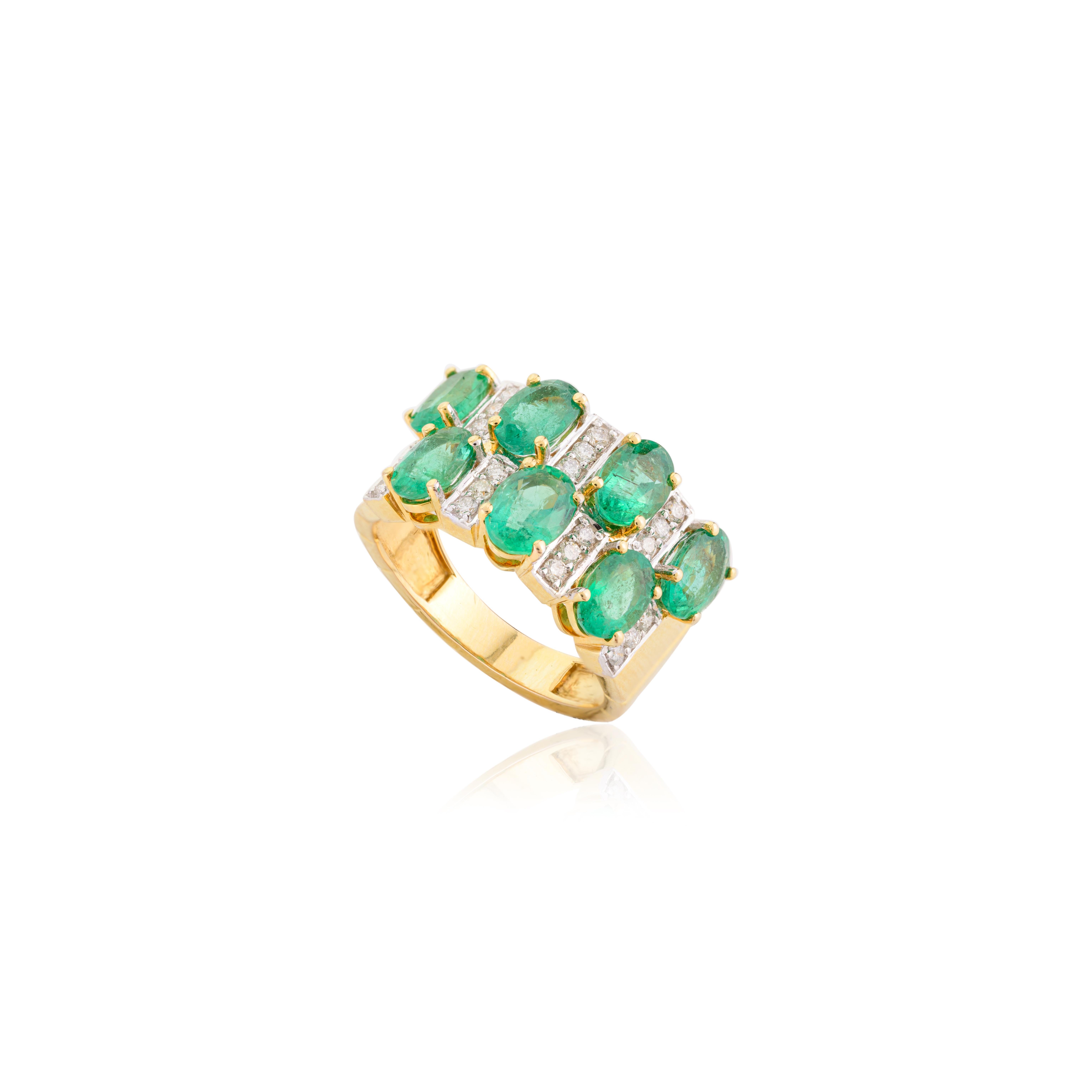 For Sale:  3.35 Carat Natural Emerald Diamond Engagement Ring in 14k Solid Yellow Gold 4