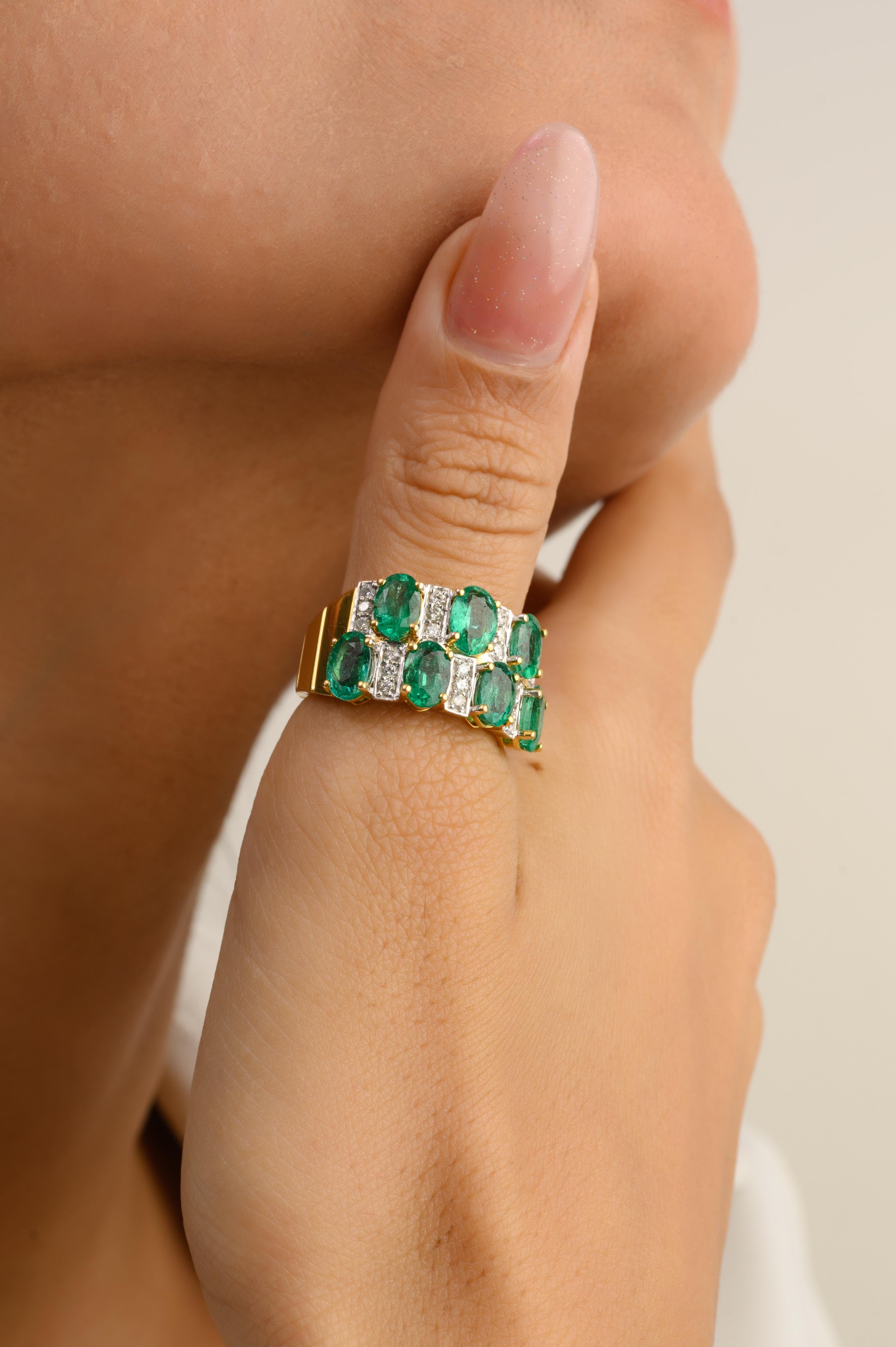 For Sale:  3.35 Carat Natural Emerald Diamond Engagement Ring in 14k Solid Yellow Gold 5