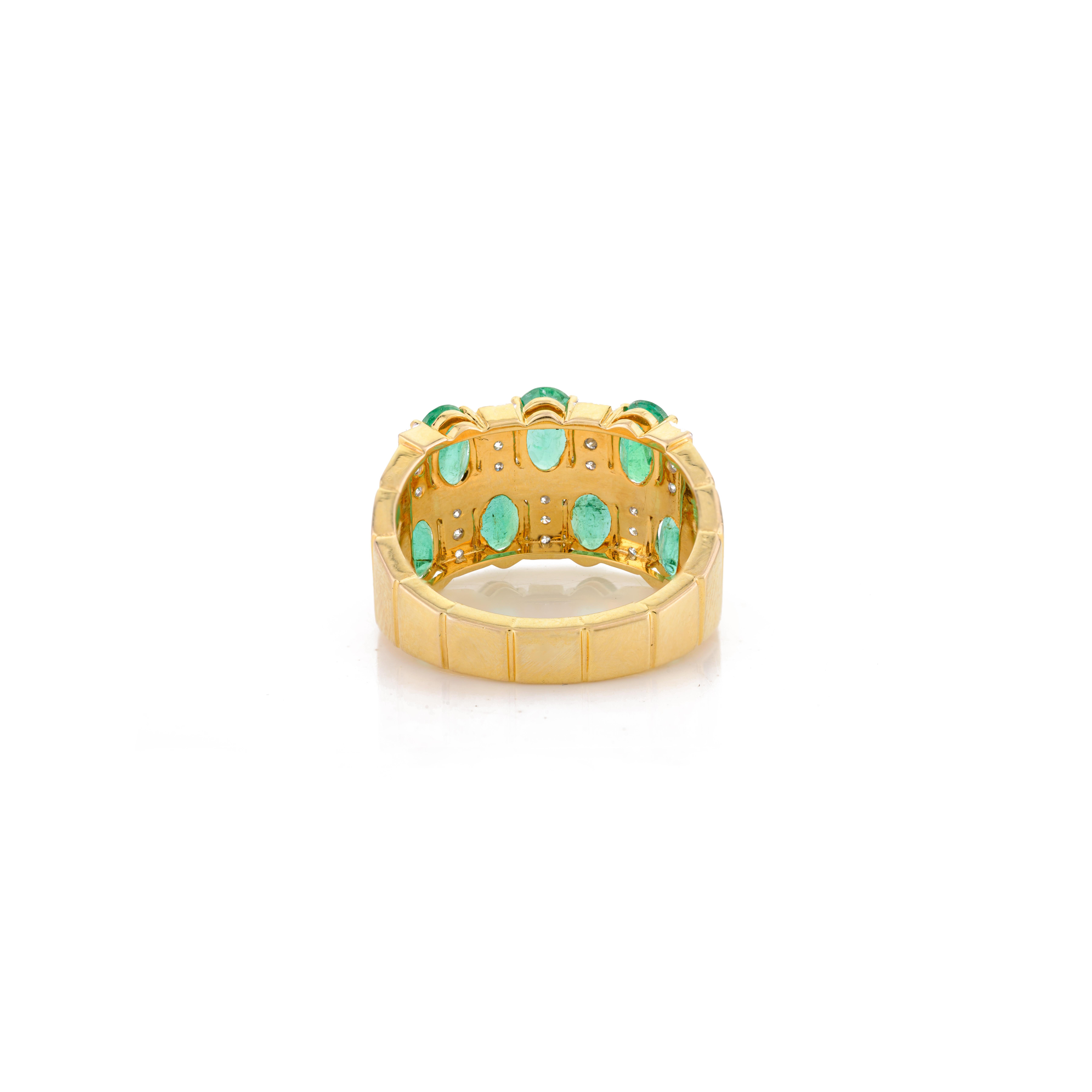 For Sale:  3.35 Carat Natural Emerald Diamond Engagement Ring in 14k Solid Yellow Gold 7