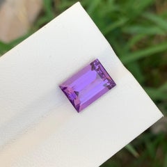 3.35 Carat Natural Loose Amethyst Baguette Shape Gem From Brazil Mine