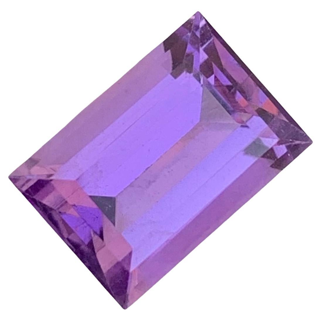 3.35 Carat Natural Loose Amethyst Baguette Shape Gem From Brazil Mine 