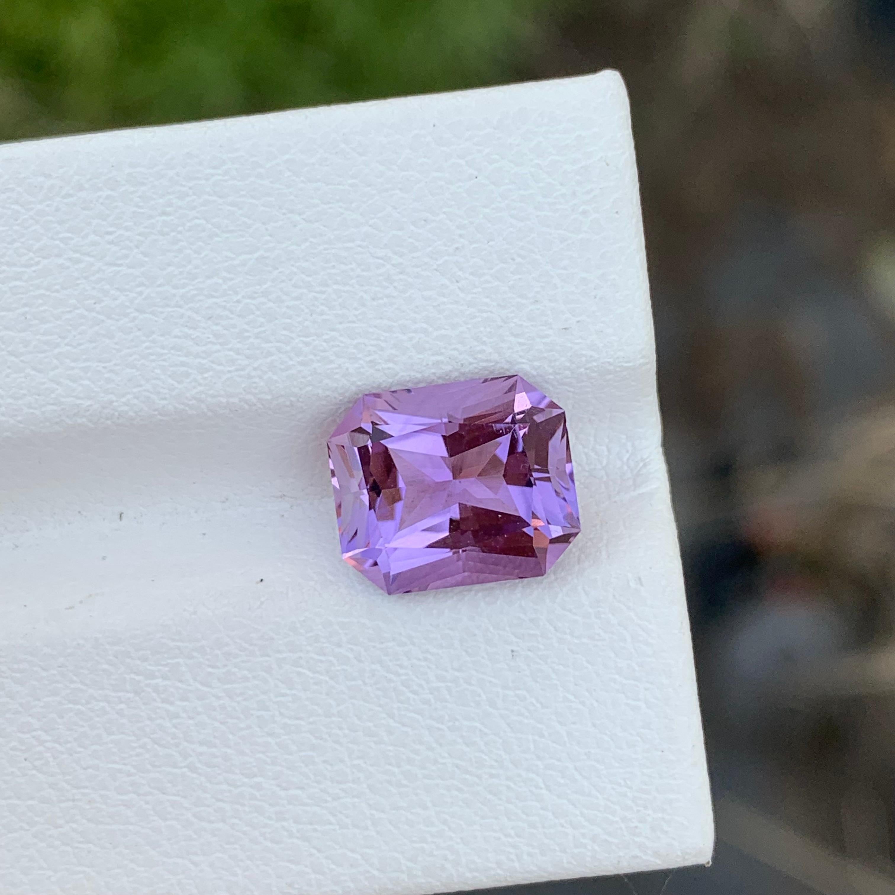 Loose Amethyst
Weight: 3.35 Carats
Dimension: 10.2 x 8.6 x 6.1 Mm
Colour: Purple
Origin: Brazil
Treatment: Non
Certificate: On Demand
Shape: Emerald 

Amethyst, a stunning variety of quartz known for its mesmerizing purple hue, has captivated humans