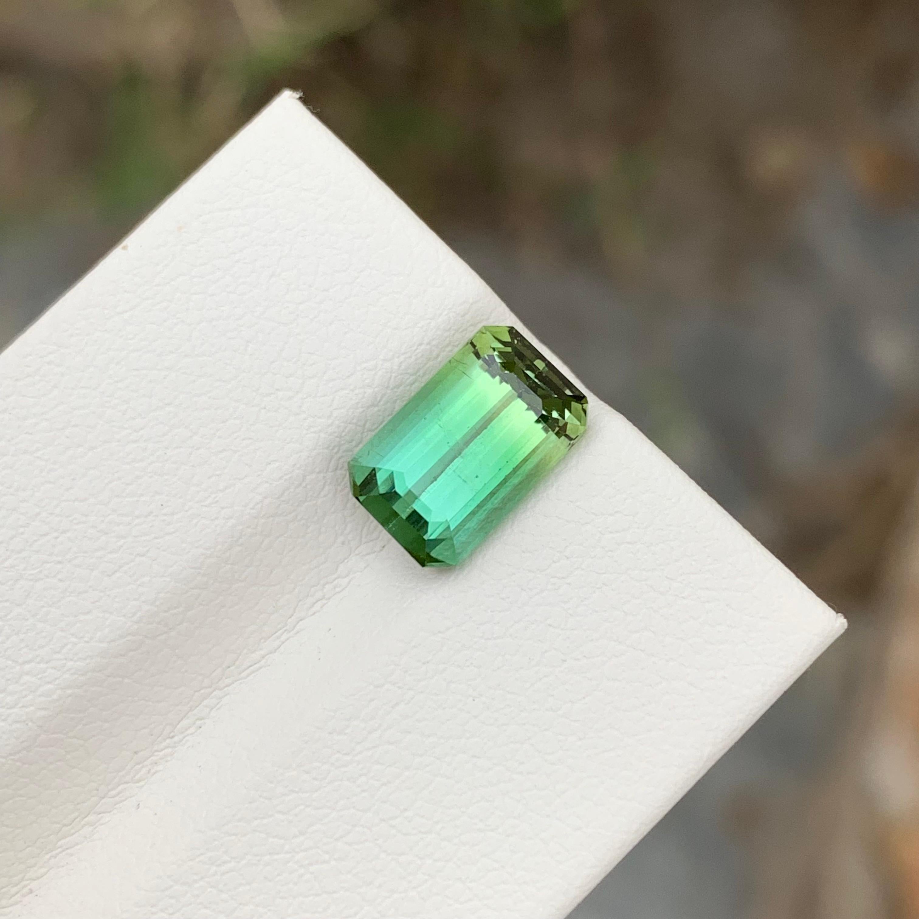 Arts and Crafts 3.35 Carat Natural Loose Bi Colour Tourmaline Emerald Shape Gem For Jewellery  For Sale