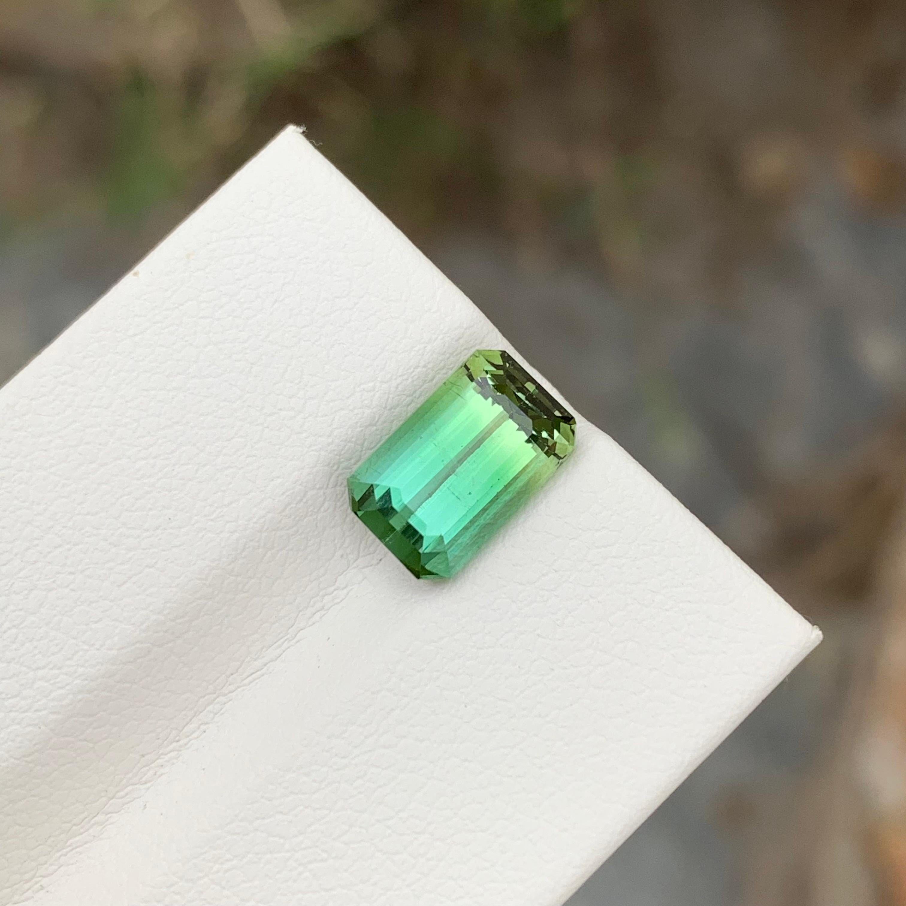 Emerald Cut 3.35 Carat Natural Loose Bi Colour Tourmaline Emerald Shape Gem For Jewellery  For Sale