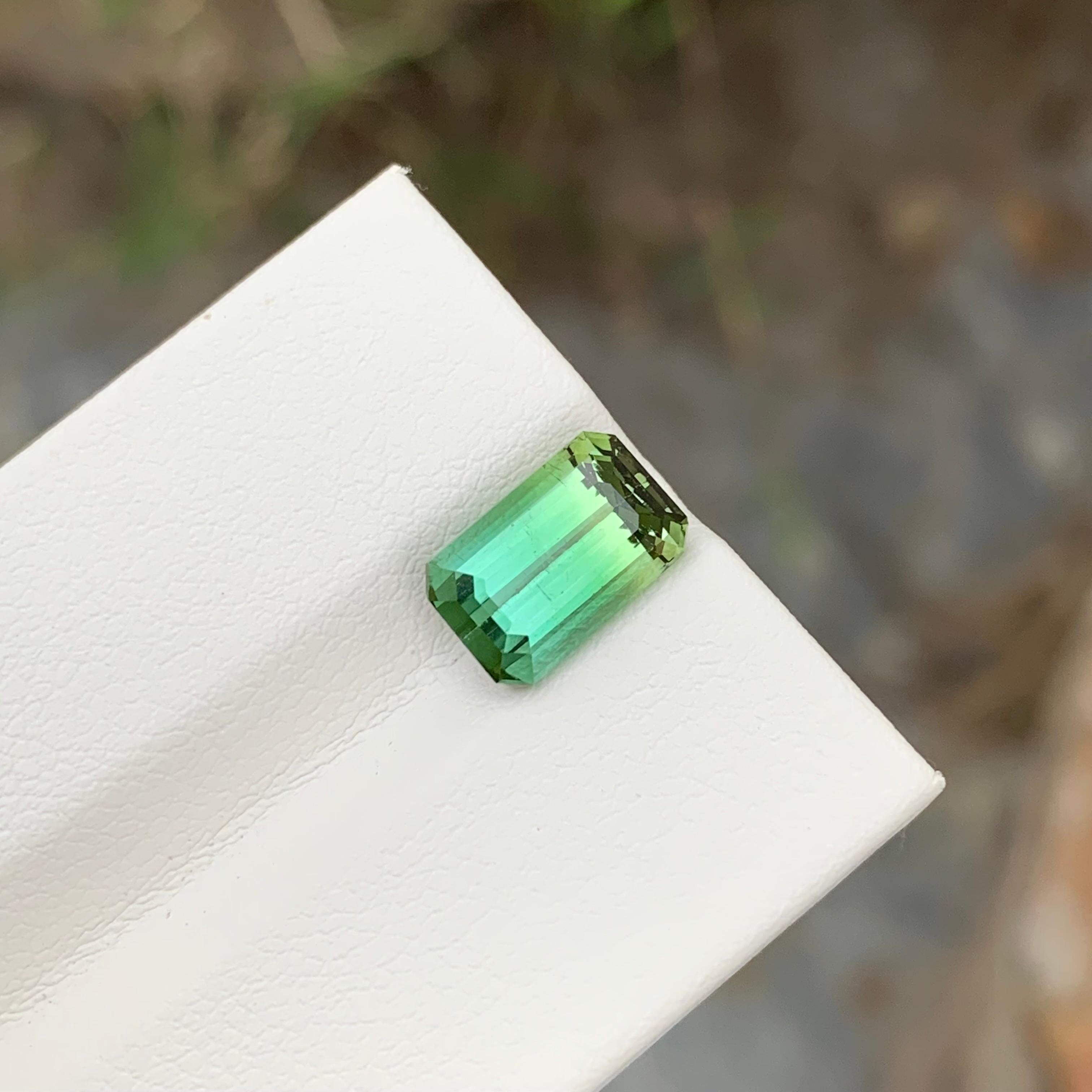 3.35 Carat Natural Loose Bi Colour Tourmaline Emerald Shape Gem For Jewellery  For Sale 1