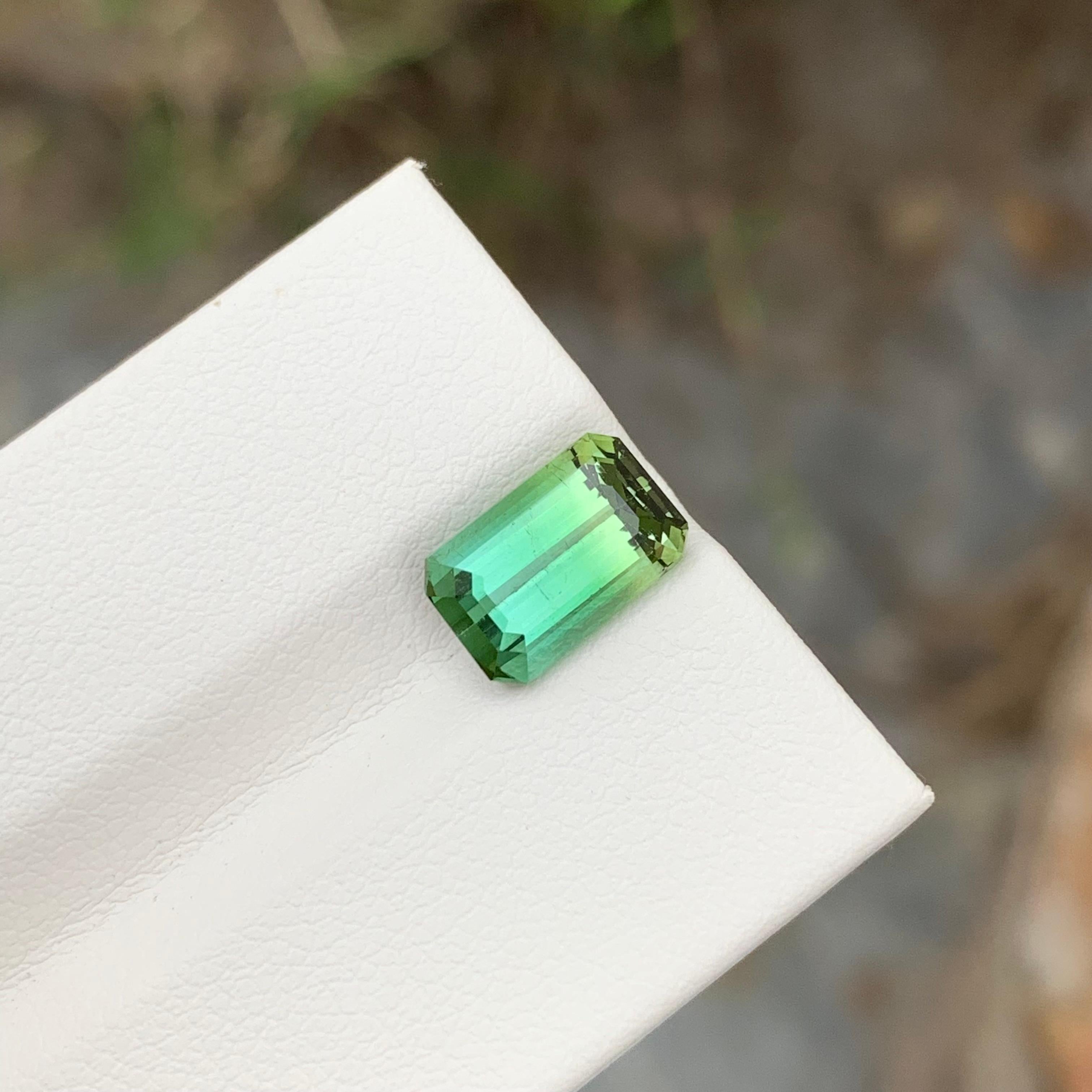 3.35 Carat Natural Loose Bi Colour Tourmaline Emerald Shape Gem For Jewellery  For Sale 2