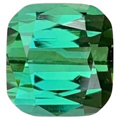 Gema natural suelta de turmalina verde azul de 3.35 quilates en forma de cojín