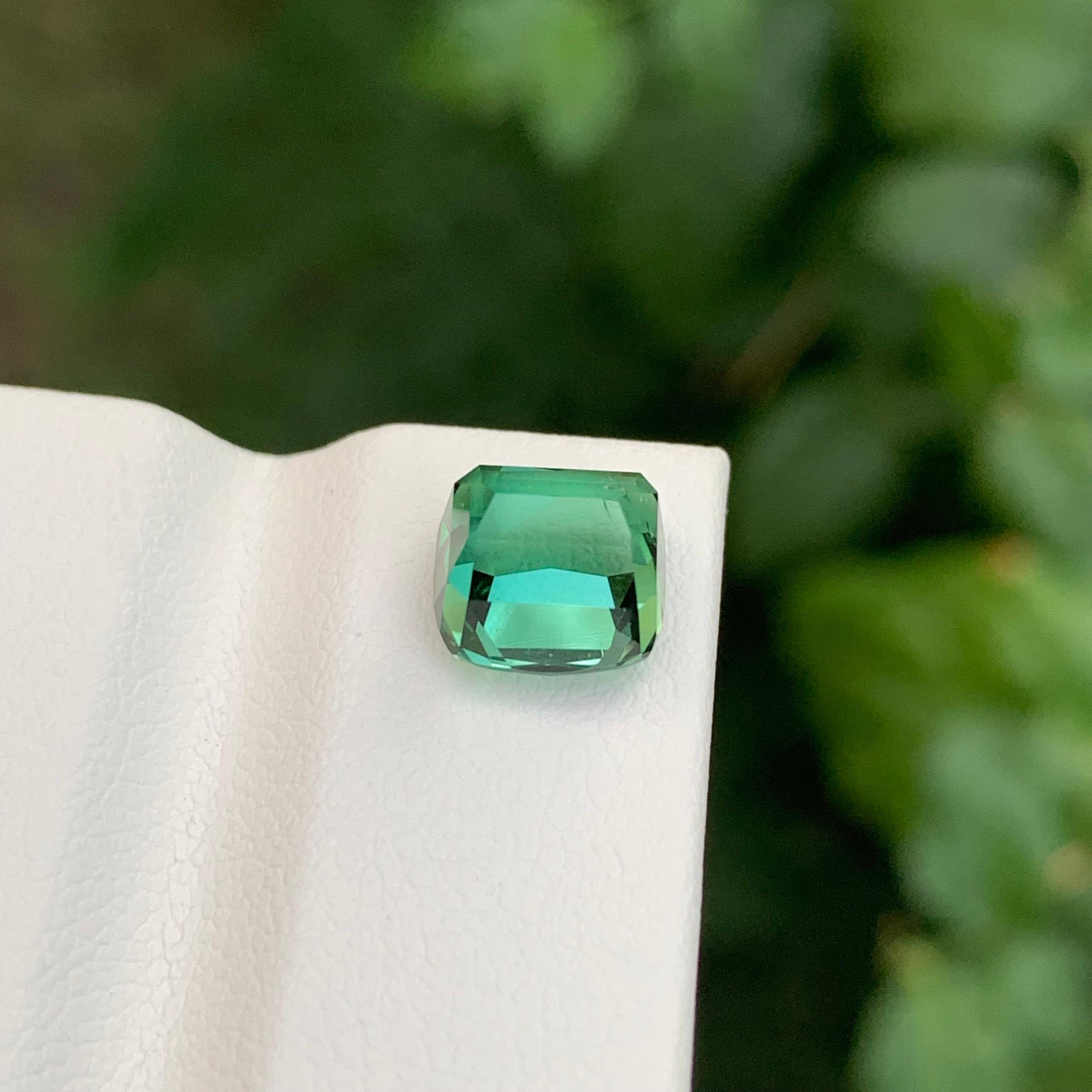 Top Color 3,35 Carati Tormalina Blu Verde Forma Cuscino Gemma in vendita 2
