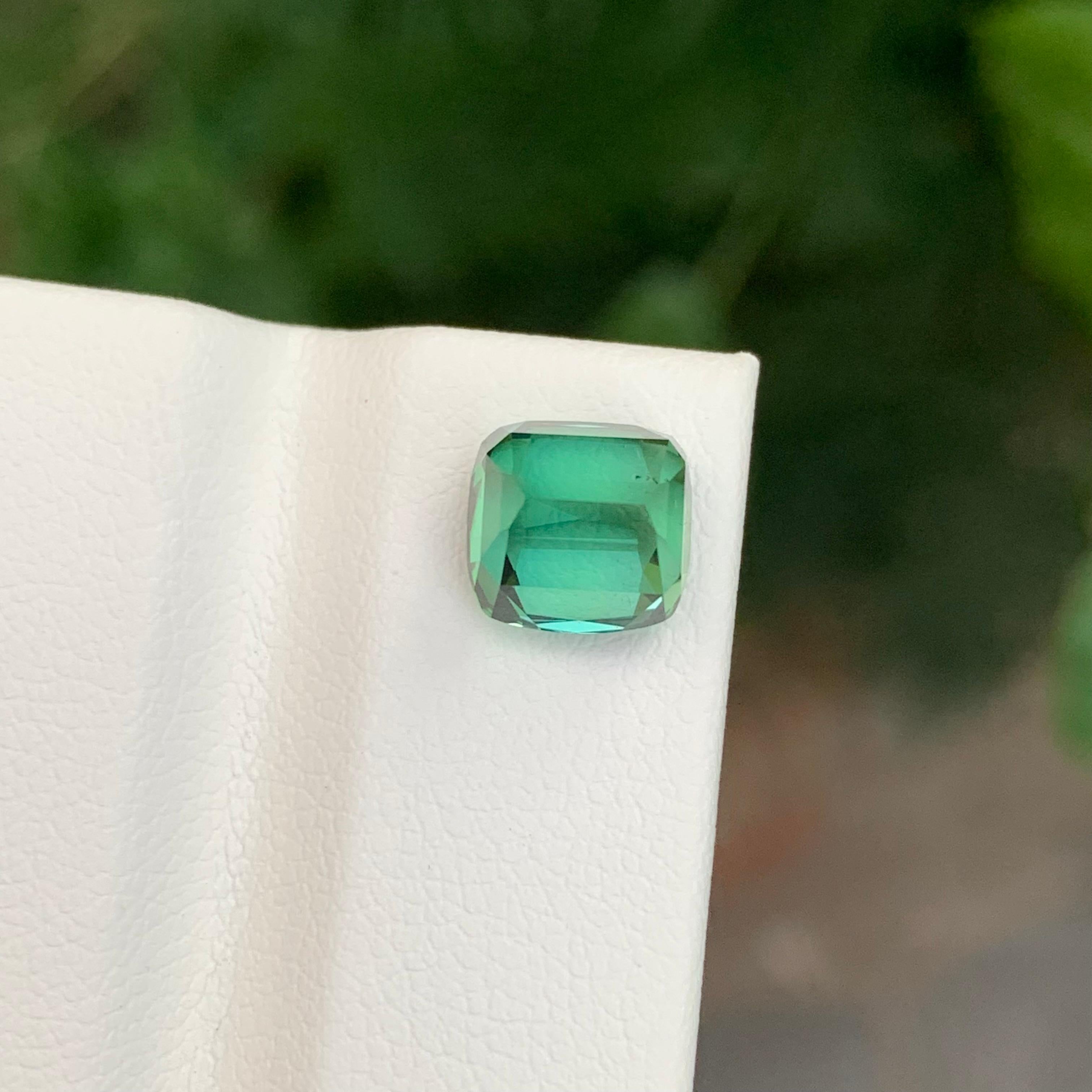 Top Color 3,35 Carati Tormalina Blu Verde Forma Cuscino Gemma in vendita 3