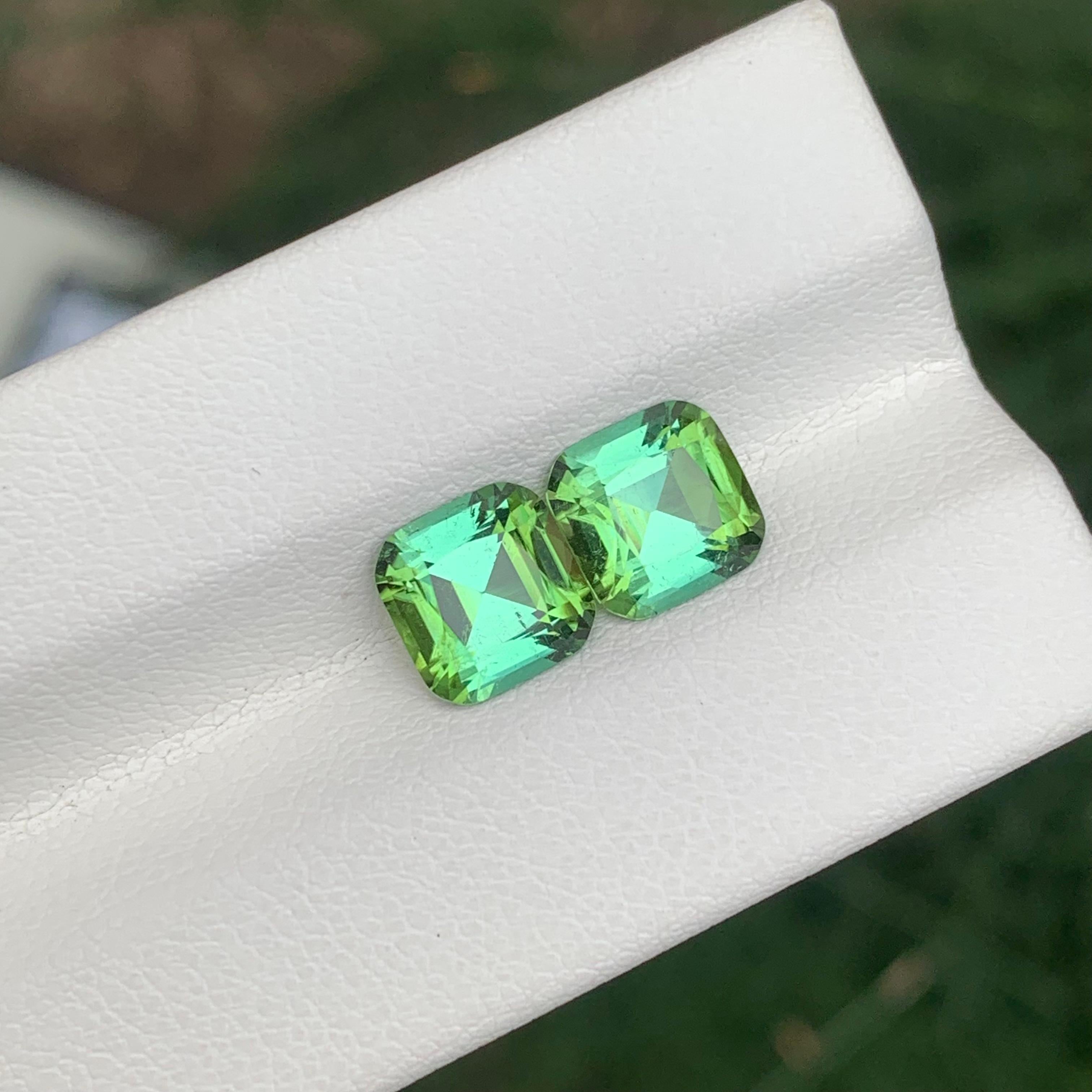 3.35 Carat Natural Loose Green Tourmaline Pair For Jewellery Making For Sale 4