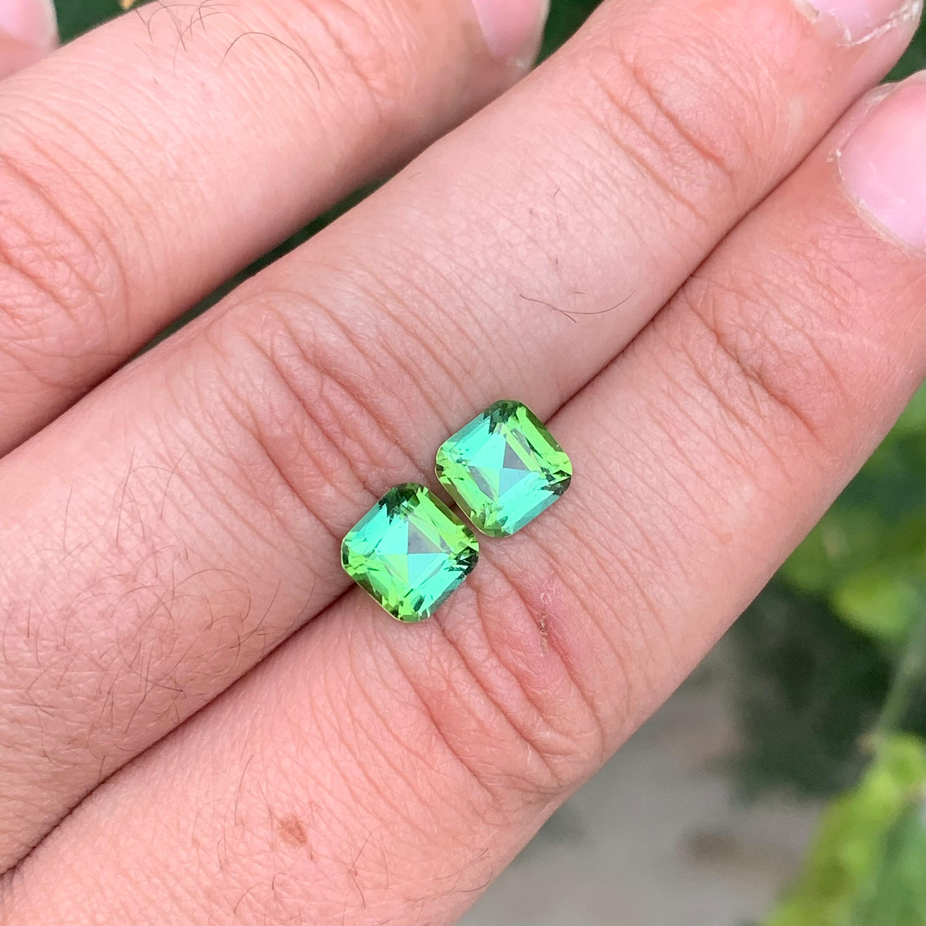 3.35 Carat Natural Loose Green Tourmaline Pair For Jewellery Making For Sale 5