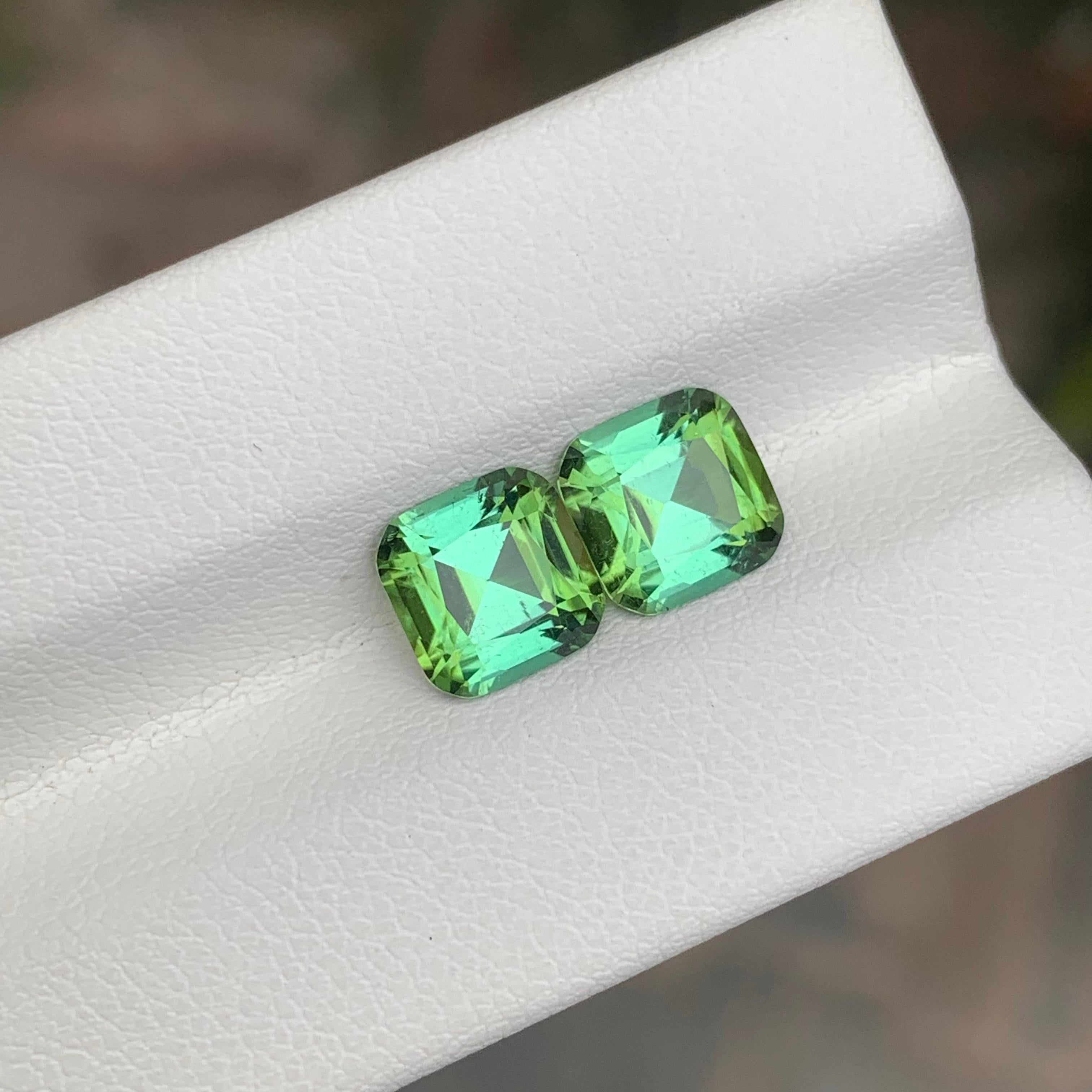 Arts and Crafts 3.35 Carat Natural Loose Green Tourmaline Pair For Jewellery Making For Sale