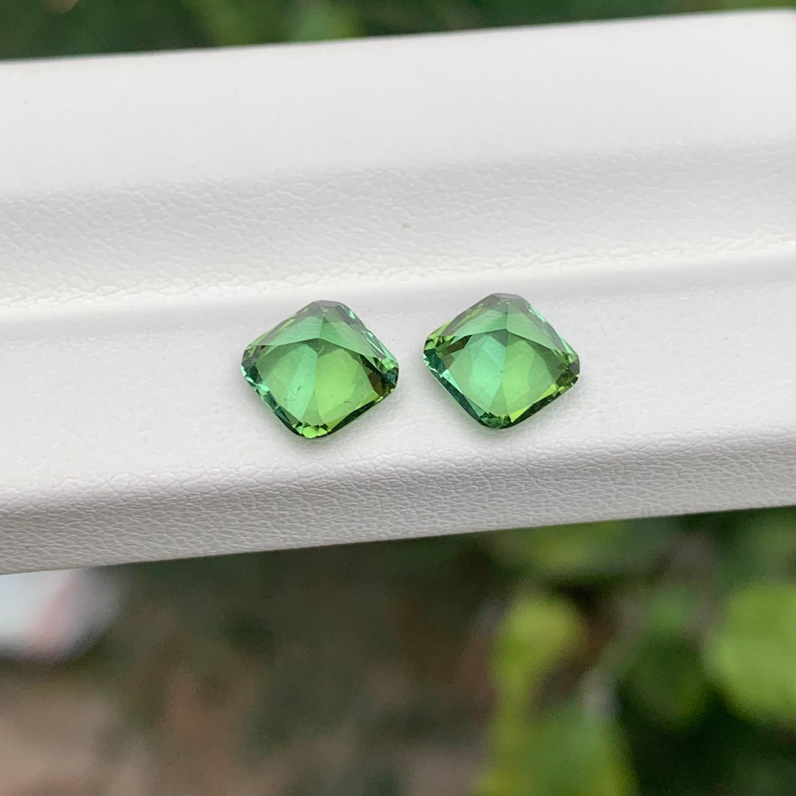 3.35 Carat Natural Loose Green Tourmaline Pair For Jewellery Making In New Condition For Sale In Peshawar, PK