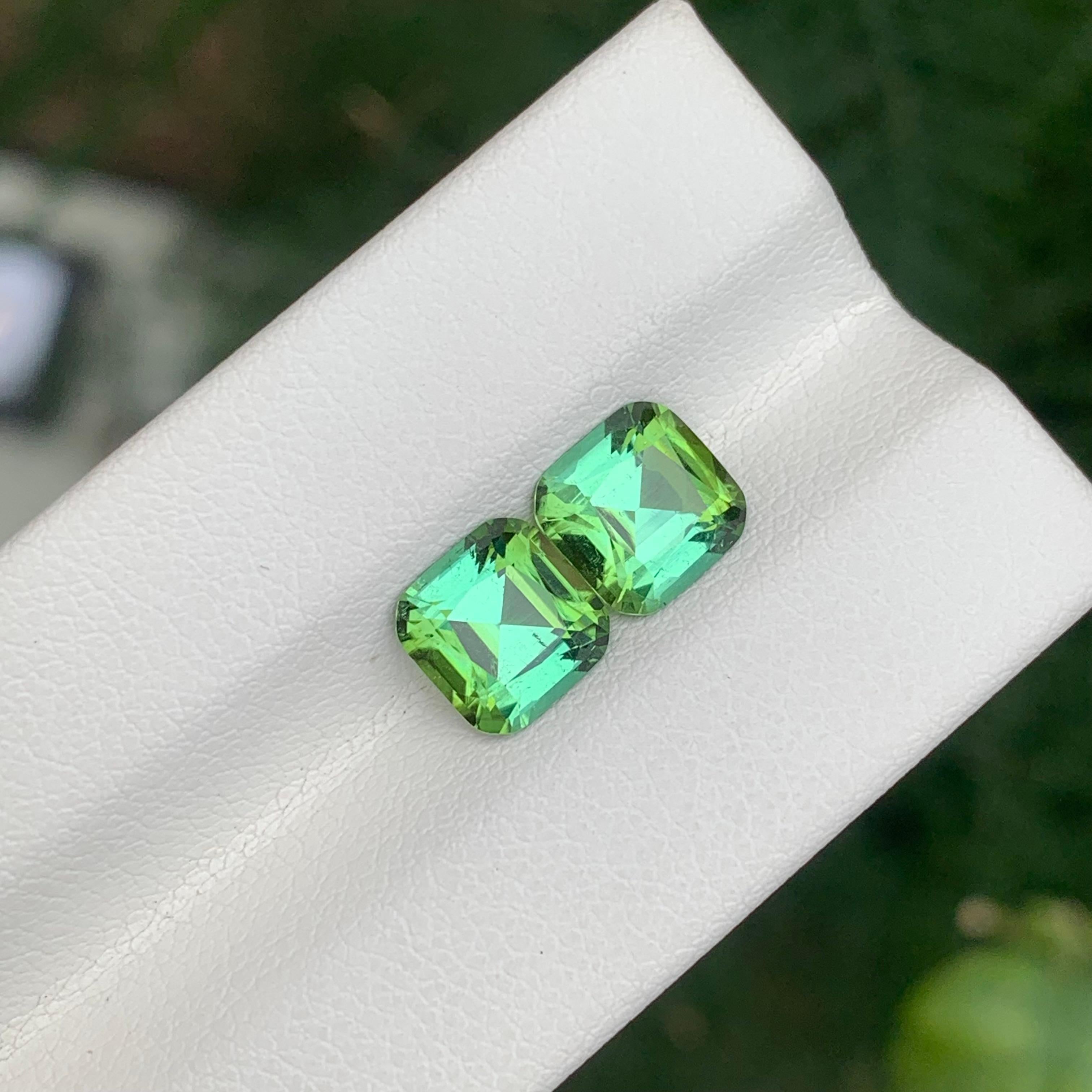 3.35 Carat Natural Loose Green Tourmaline Pair For Jewellery Making For Sale 2